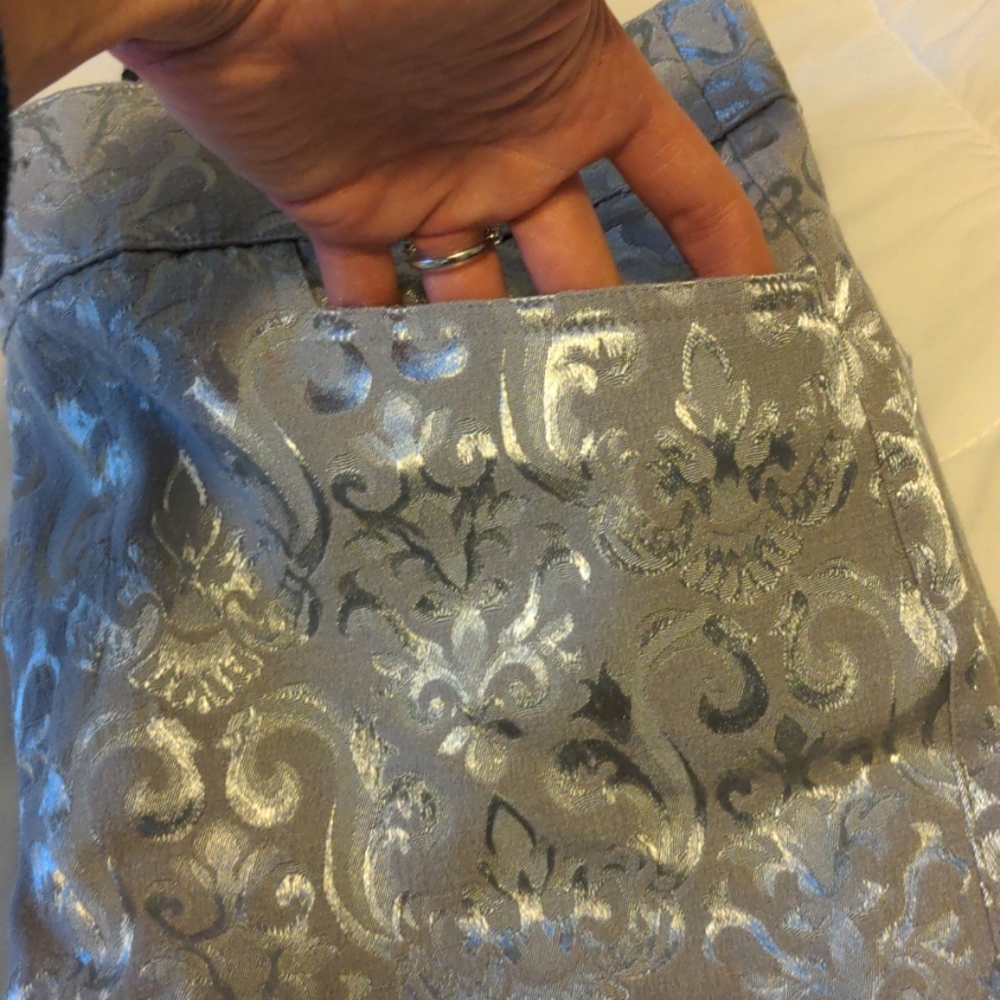 Vintage Funky Silver Pattern Bell Bottom Pants - image 4